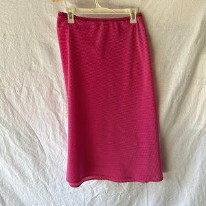 Pink polka dot midi skirt